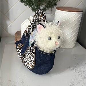 Webkinz Leopard Print Pet Carrier with White Plush Cat